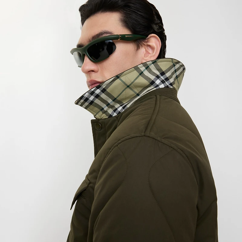 Gabardine Padded Overshirt in Juniper green - Men, Cotton Gabardine | Burberry® Official