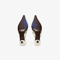 Check Woven Leather Cameo Mules in Light beige - Women | Burberry® Official