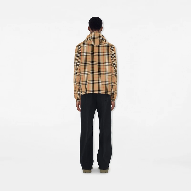 Reversible Check Hooded Jacket in Sand beige - Men, Nylon | Burberry® Official