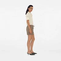 Check Cotton Pyjama Shorts in Sand - Women | Burberry® Official