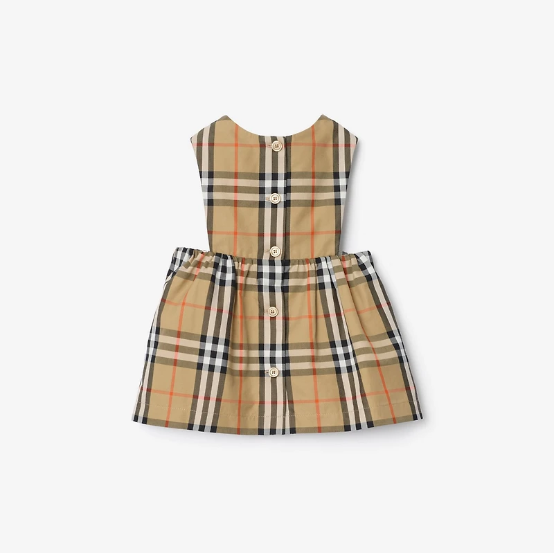 Check Cotton Three-piece Baby Gift Set in Sand beige - Children | Burberry® Official