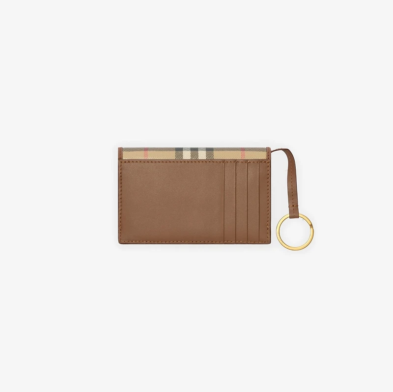 Check Folding Card Case & Key Ring in Archive beige - Women, Cotton | Burberry® Official