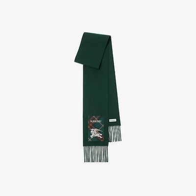 Check Label Cashmere Scarf in Brigade green | Burberry® Official