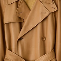Long Leather Castleford Trench Coat in Sepia - Women | Burberry® Official