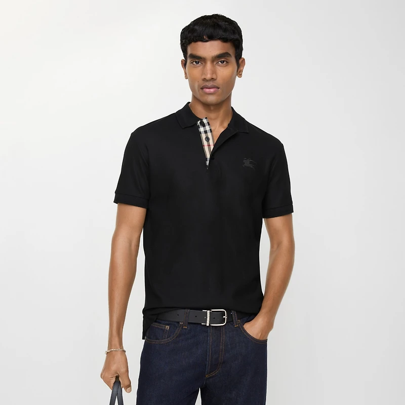 Cotton Polo Shirt in Black - Men | Burberry® Official