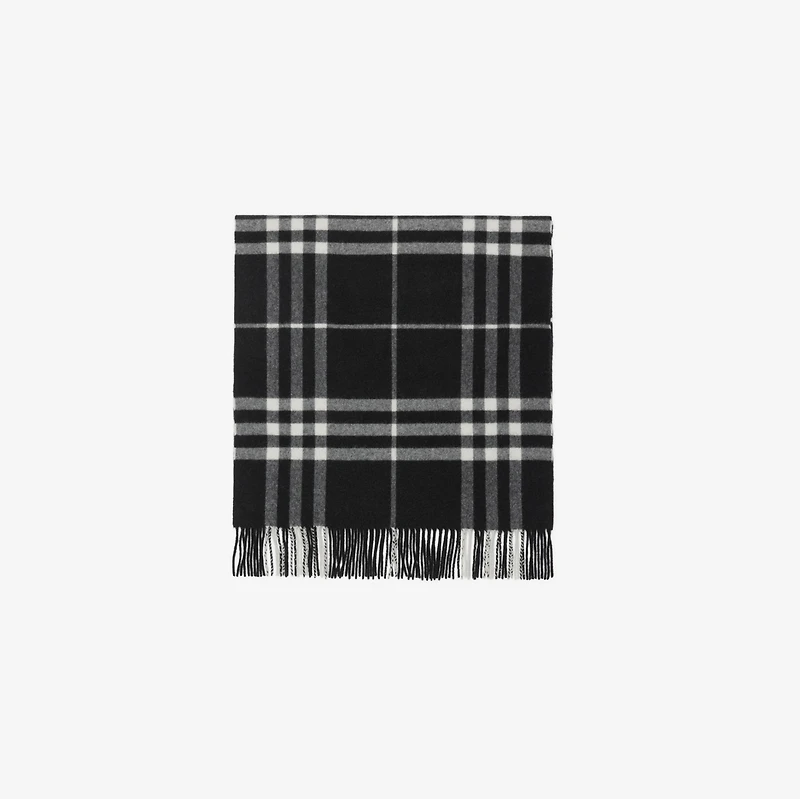 Wide Check Cashmere Scarf in Black/calico | Burberry® Official