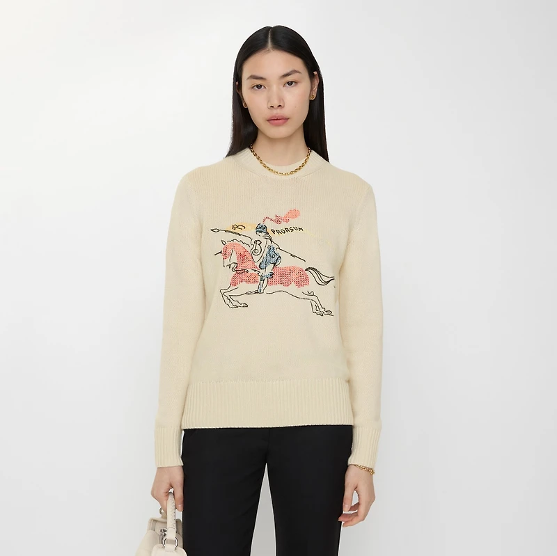 Cross Stitch EKD Wool Cashmere Sweater in Tundra beige - Women | Burberry® Official