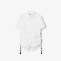 Check Trim Cotton Shirt in Optic white - Women | Burberry® Official