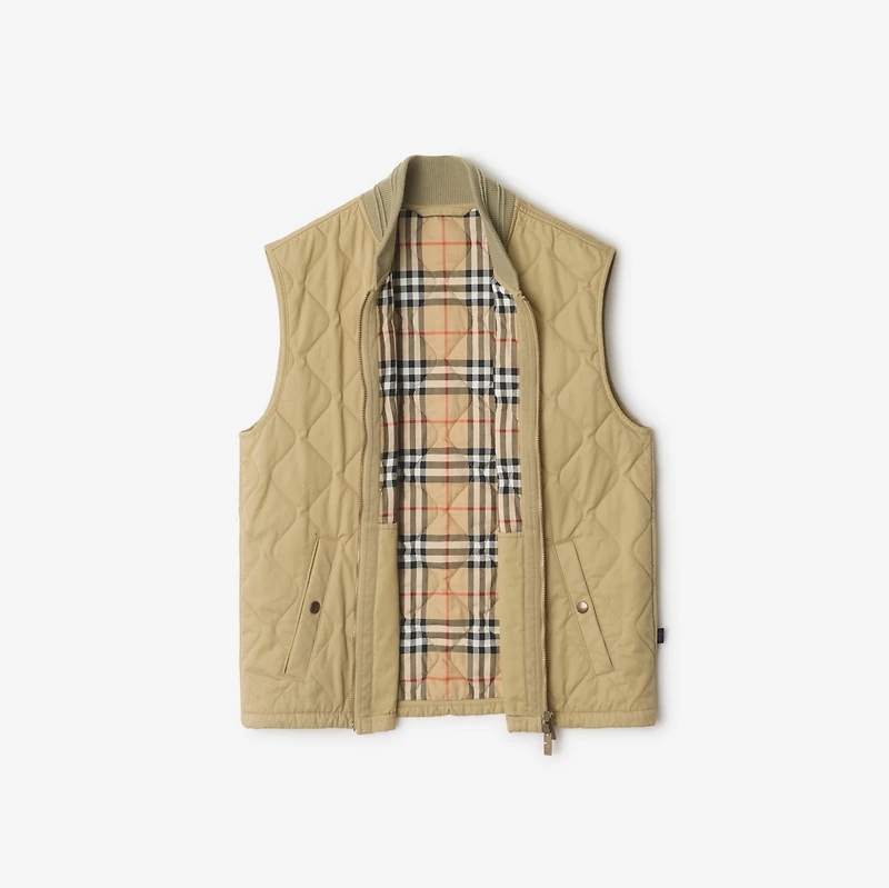 Quilted Gabardine Gilet in Hamper beige - Men | Burberry® Official