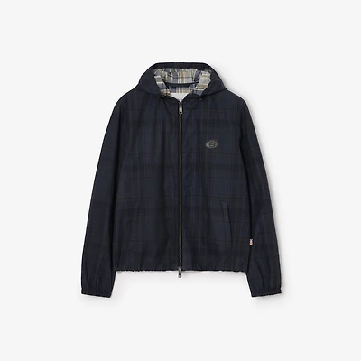 Check Cotton Newport Hooded Jacket in Peacock blue - Men | Burberry® Official