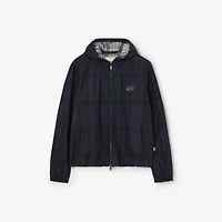 Check Cotton Newport Hooded Jacket in Peacock blue - Men | Burberry® Official