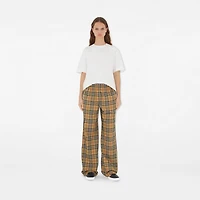 Check Cotton Trousers in Archive beige - Women | Burberry® Official
