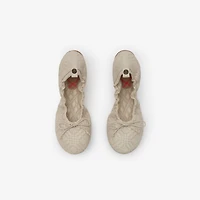 Check Leather Fawn Ballerinas​ in Nutmeg beige - Women | Burberry® Official