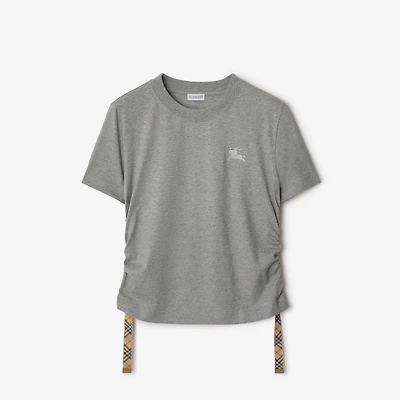Festival Cotton T-shirt in Pale grey melange - Women | Burberry® Official