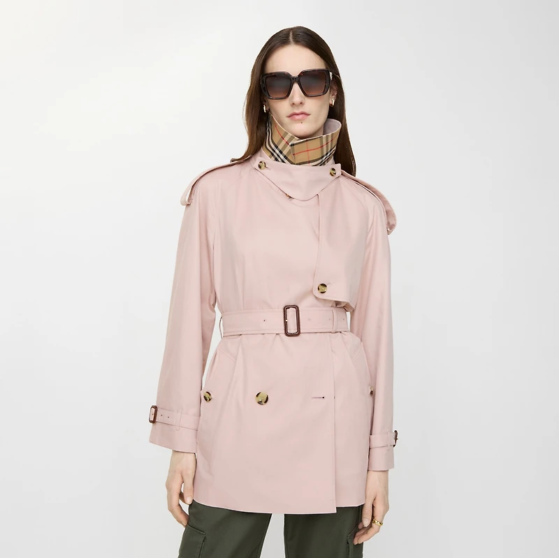 Short Tropical Gabardine Fitzrovia Trench Coat in Pale sugar pink - Women | Burberry® Official