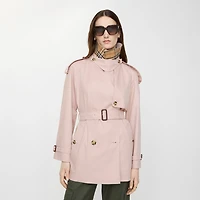 Short Tropical Gabardine Fitzrovia Trench Coat in Pale sugar pink - Women | Burberry® Official