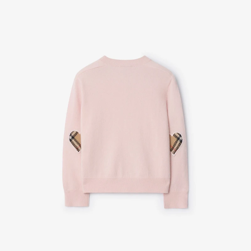 Check Patch Wool Cashmere Cardigan in Ice pink | Burberry® Official