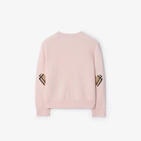 Check Patch Wool Cashmere Cardigan in Ice pink | Burberry® Official