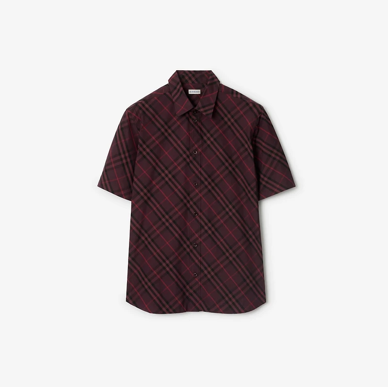Relaxed Fit Check Cotton Shirt in Wine red - Men | Burberry® Official