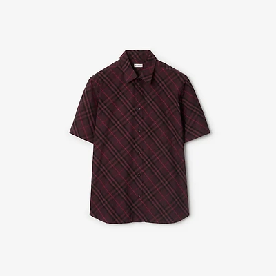 Relaxed Fit Check Cotton Shirt in Wine red - Men | Burberry® Official