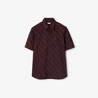 Relaxed Fit Check Cotton Shirt in Wine red - Men | Burberry® Official