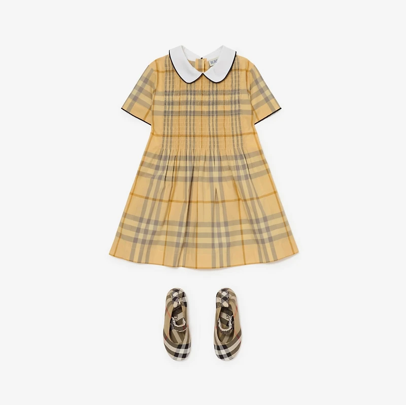 Check Cotton Dress in Drum | Burberry® Official