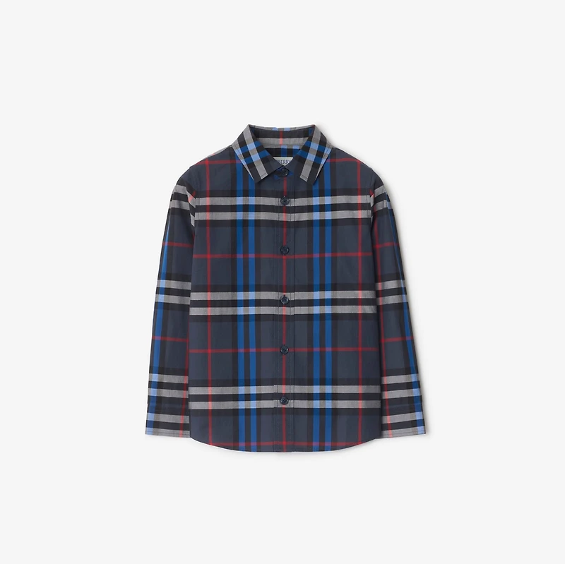 Check Cotton Shirt in Storm | Burberry® Official