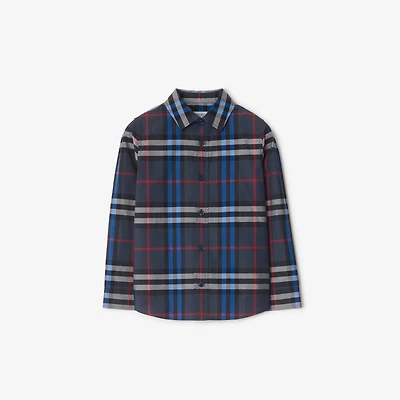 Check Cotton Shirt in Storm | Burberry® Official