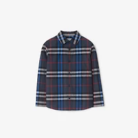 Check Cotton Shirt in Storm | Burberry® Official