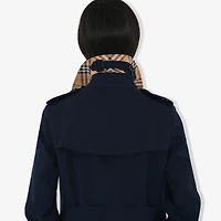 Short Kensington Heritage Trench Coat in Coal blue - Women, Cotton Gabardine | Burberry® Official