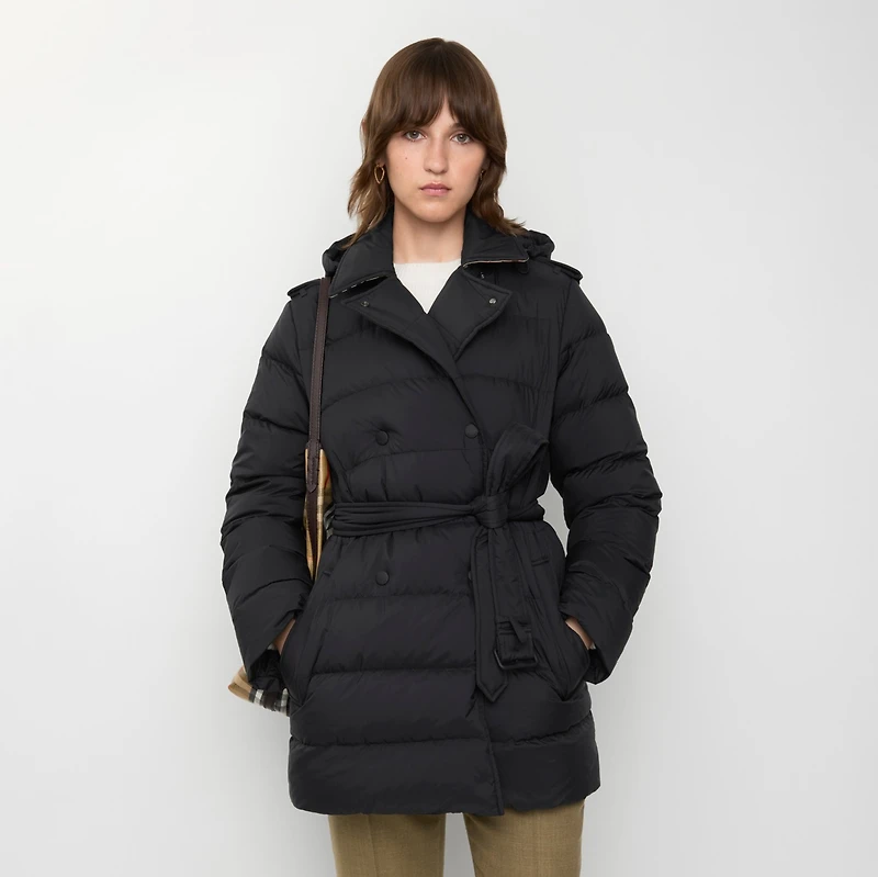 Short Nylon Hooded Puffer Coat in Black - Women | Burberry® Official