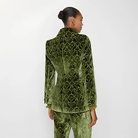 Baroque Velvet Blazer in Green - Women | Burberry® Official