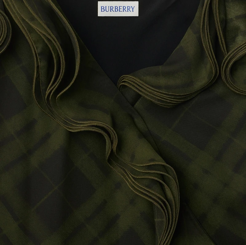 Check Silk Wrap Dress in Oil - Women | Burberry® Official