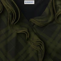 Check Silk Wrap Dress in Oil - Women | Burberry® Official