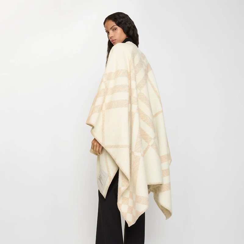 Check Wool Cashmere Cape in Calico beige | Burberry® Official