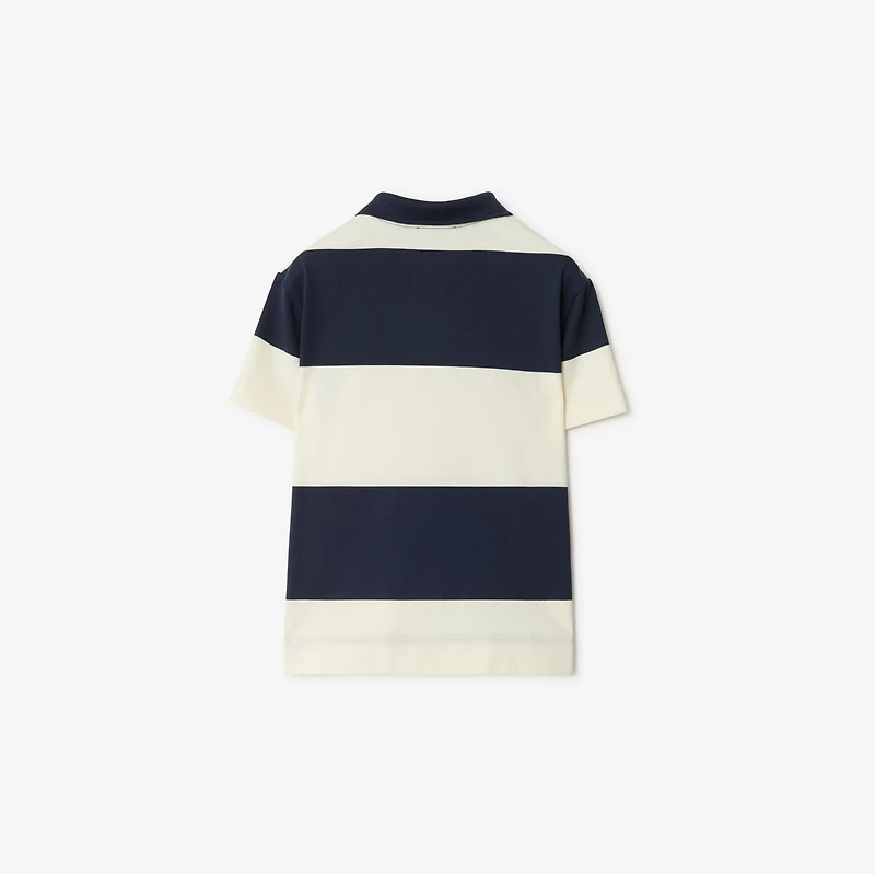 EKD Check Striped Cotton Polo Shirt in Navy/optic white | Burberry® Official