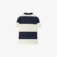 EKD Check Striped Cotton Polo Shirt in Navy/optic white | Burberry® Official