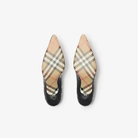 Check Leather Dame Low Pumps in Black - Women | Burberry® Official