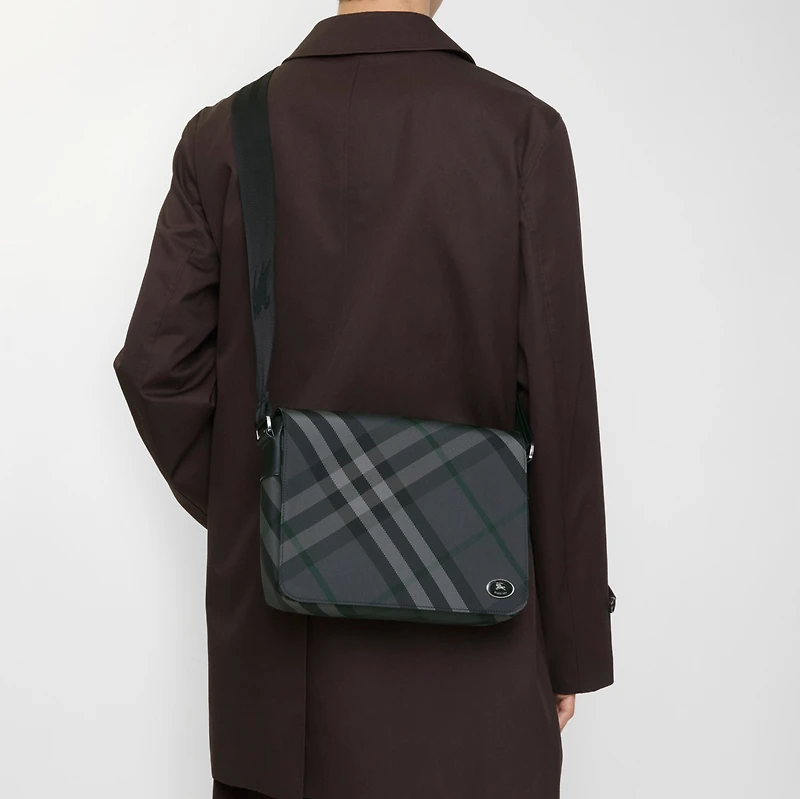 Grid Messenger Bag in Charcoal - Men, Nylon, Technical | Burberry® Official