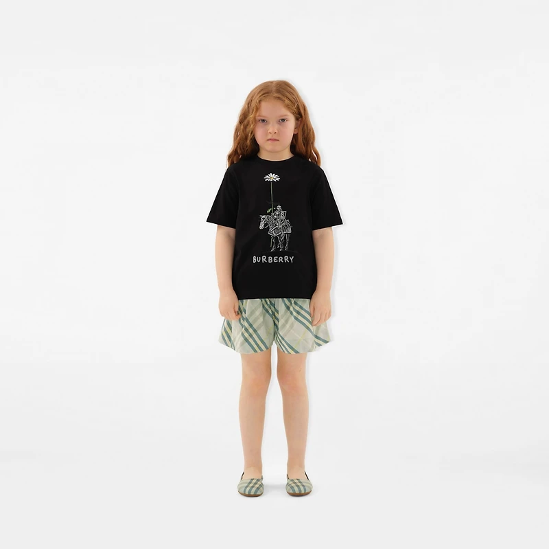 Knight Daisy Cotton T-shirt in Black | Burberry® Official