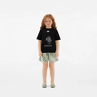 Knight Daisy Cotton T-shirt in Black | Burberry® Official