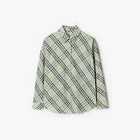 Relaxed Fit Check Cotton Shirt in Seafoam green - Women | Burberry® Official