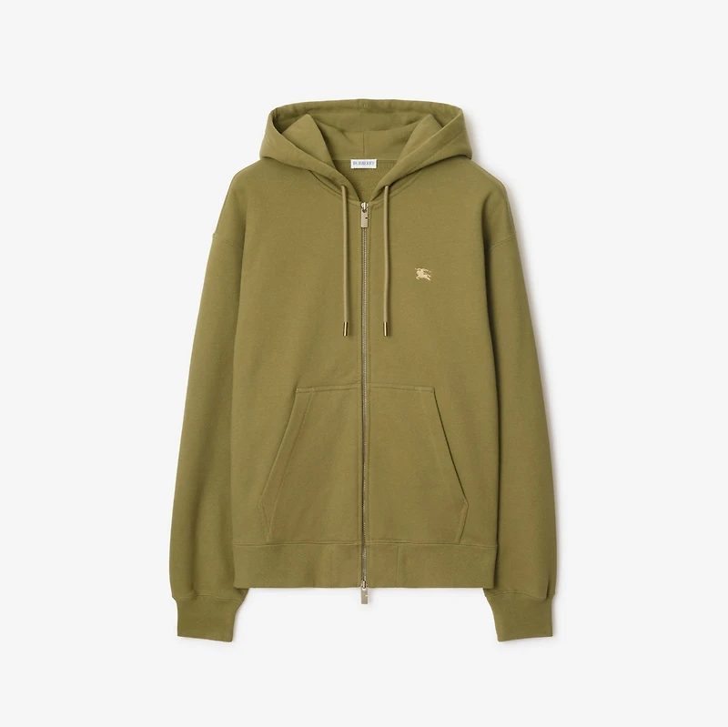 Cross Stitch EKD​ Cotton Zip Hoodie in Estate green - Men | Burberry® Official