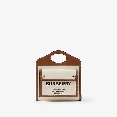 Mini Pocket Bag in Natural/malt brown - Women, Canvas | Burberry® Official