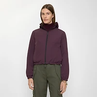 Cropped Reversible Check Hooded Jacket in Wine red - Women, Nylon | Burberry® Official