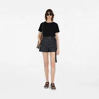 Belted Check Denim Shorts in Indigo - Women, Cotton | Burberry® Official