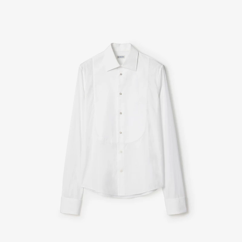 Slim Fit Cotton Tuxedo Shirt in White - Men | Burberry® Official