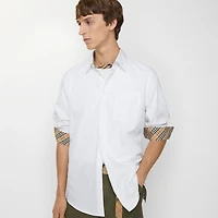 Regular Fit Cotton Poplin Shirt in Optic white - Men | Burberry® Official