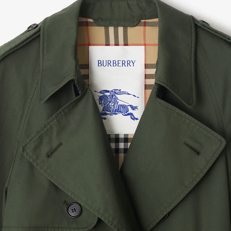 Mid-length Gabardine Trench Coat in Yew green - Men | Burberry® Official