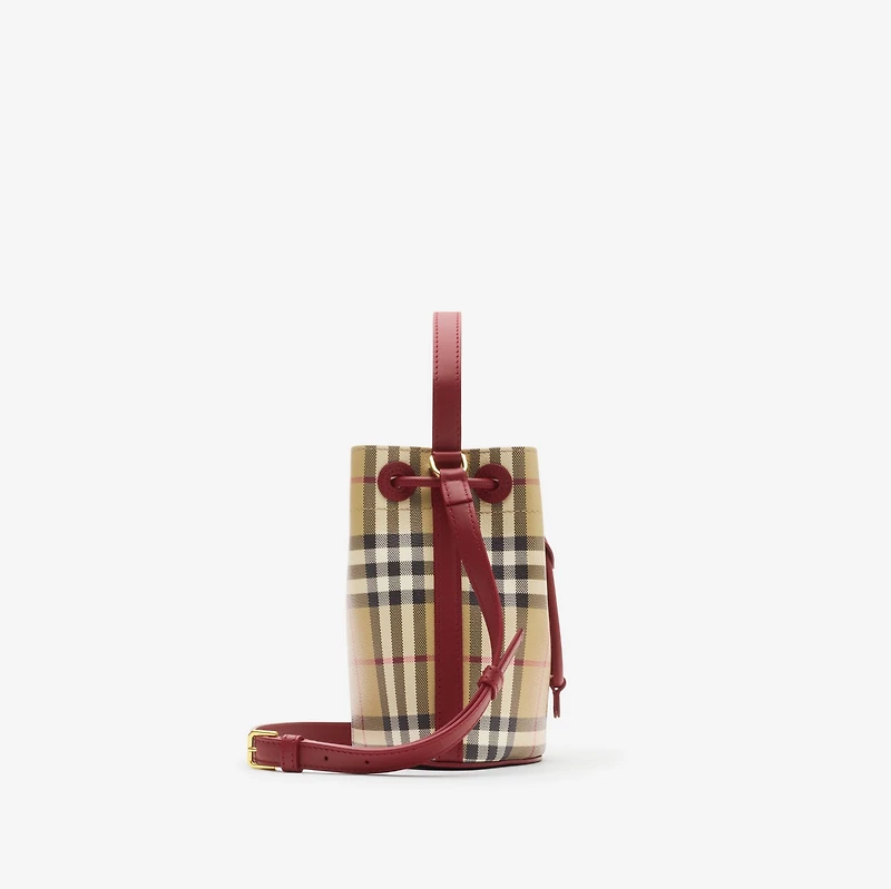 Mini Check Bucket Bag in Archive beige/ruby red - Women | Burberry® Official